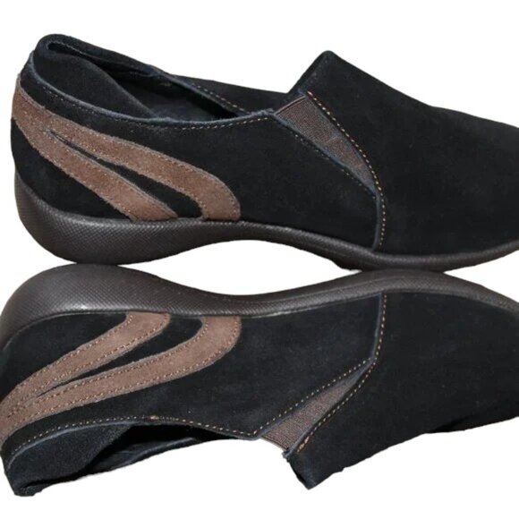 Peace Moccasins Shoes - SALE Peace Mocs "Denise Wide" 7 Wide Black & Brown Cushioned Slipon New